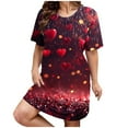 thumbnail image 1 of Kelon Nuisettes et Chemises de Nuit pour Femmes Grande Taille Robe de Nuit Décontractée pour Femmes Grande Taille Imprimé Cœur Manches Courtes Col Rond Extensibilité Moyenne Nuisette Ample Robe de Nuit de la Saint-Valentin, 1 of 4