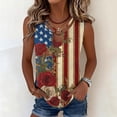 thumbnail image 4 of Xdegoge USA American Flag Tank Tops for Women 4th Of July Patriotic Shirts Vintage Rose Floral Stars and Stripes Sleeveless Blouses Summer Independence Day Casual Graphic Sleeveless, 4 of 6