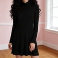 thumbnail image 2 of jtjvou Women's Mini Dress Elegant Long Sleeve Turtleneck A Line Summer Dresses Comfy Solid Color Fashion Dress Black XL, 2 of 6