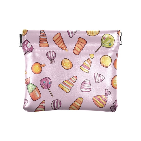 PU Leather Coin Purse Wallet Compact Water-Resistant Card Cases Money Organizers Halloween Candy Icon