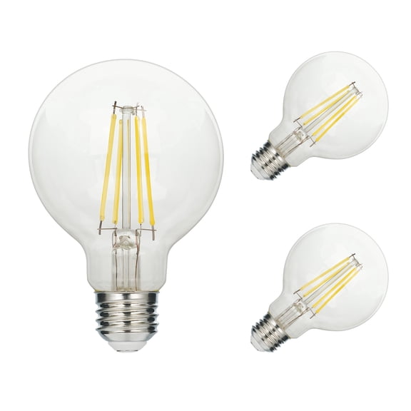 Westinghouse 5.5 Watt (60 Watt Equivalent) Clear G25 Dimmable Filament LED Light Bulb Medium (E26) Base, 3-Pack