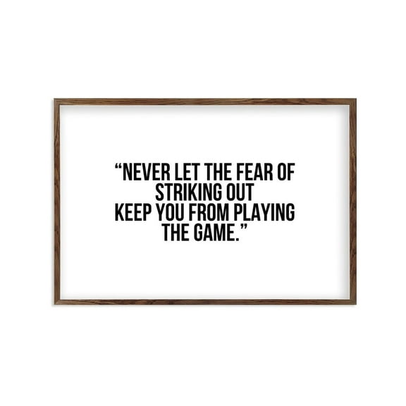 Never Let The Fear of Striking Out Metal Sign, Vintage Funny Farmhouse Decor Sign with Inspirational Quote, Rustic Kitchen Signs for Wall Decor Size: 8 x 12 inch