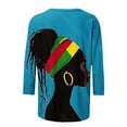thumbnail image 4 of Womens Tops Plus Size 3/4 Sleeve Crewneck Shirts African Inspired Theme Tops Festival Print Loose Fit Party Casual Outfits, 4 of 5