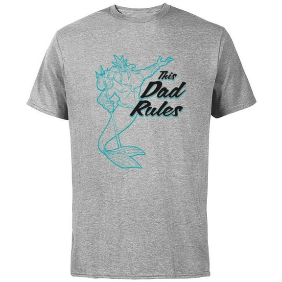 Disney The Little Mermaid King Triton Dad Rules Men's - Short Sleeve Cotton T-Shirt for Adults - Customized-Athletic Heather