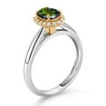 thumbnail image 3 of Gem Stone King 10K White and Yellow Gold Tourmaline Green Mystic Topaz and White Lab Grown Diamond Halo Engagement Ring for Women (0.93 Cttw, Gemstone, Oval 7X5MM, Size 6), 3 of 4