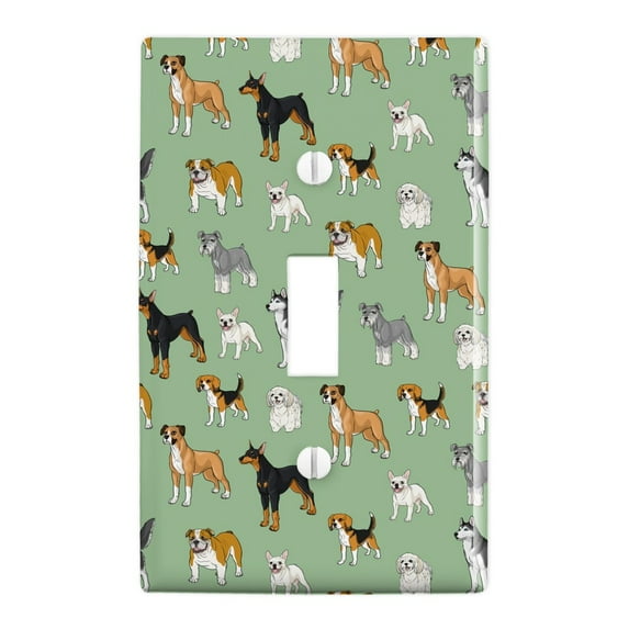Plenty of Dogs Pattern Plastic Wall Decor Toggle Light Switch Plate Cover
