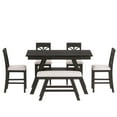thumbnail image 6 of 6 Piece Dining Room Set, Atumon Dining Table Set for 6, Farmhouse Dining Table Set with Cushioned Bench and 4 Chairs, Wood Dining Room Set, Dining Table Set for Kitchen Dining Room, Espresso, 6 of 10