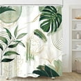 thumbnail image 2 of Sage Green Boho Shower Curtain Mid Century Modern Tropical Leaves Gold Olive Palm Leaf Plant Bathroom Decor Bath Curtain With Hooks-72"W x 78"L (Pack of 1), 2 of 7