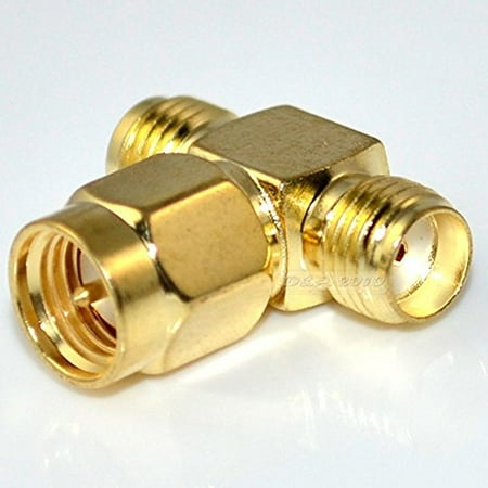 - SMA Male Plug to 2 Dual SMA Female Triple T RF Coaxial Adapter Connector 3 Way