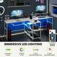 thumbnail image 5 of GVN Computer Desks,2-Person Reversible Computer Desk Long Office Desk with LED Lights-White, 5 of 10