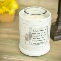 Dream Bigger Actions Louder Faith Stronger Grey Leaves White Ceramic Stone Jar Warmer