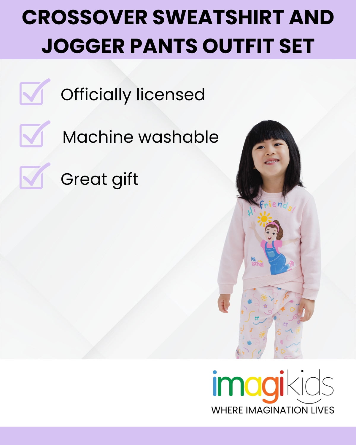 Ms. Rachel Fleece Crossover Sweatshirt and Jogger Pants Outfit Set Infant to Toddler