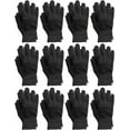 thumbnail image 2 of Yacht & Smith 12 Pairs of Winter Gloves Kids - Thermal Knit Stretchy Fuzzy Bulk Glove Colors (Kids Black Gloves), 2 of 4