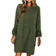 thumbnail image 1 of Otoño e invierno Mujer Casaul Sólido Manga larga Suelto O-cuello Peludo Suéter Vestido Fridja nbo2979, 1 of 5