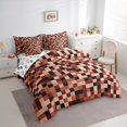 thumbnail image 3 of Homewish Pixel Artistic 7pcs Bedding Comforter Set,Brown Black Queen Bedding Sets,Modern Geometric Aesthetic Queen Sheet Sets For Girl Boys,Breathable Home Decor Reversible, 3 of 8