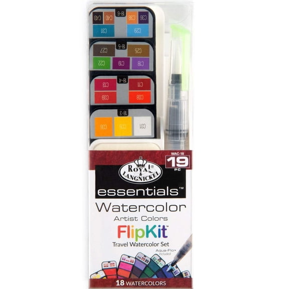 Royal & Langnickel Essentials - Watercolor Artist Flip Kit with Aqua-Flo Brush Pen 19 Piece