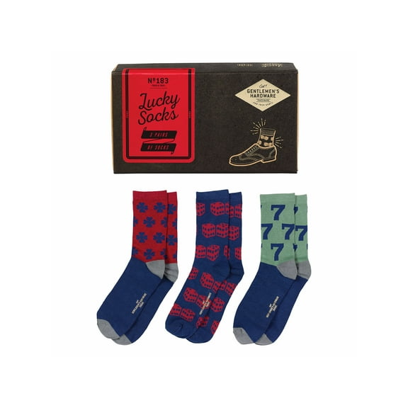 Wild and Wolf Men's Lucky Socks Set - Novelty Fashion Crew Socks - Gift Set of 3