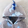 thumbnail image 5 of ZQUUVOU Baby Winter Snowsuits Cute Dinosuar Playsuits Plush Fleece Long Sleeved Hooded Rompers One Piece Outfit Clothes for Boys Girls Gray, 5 of 7