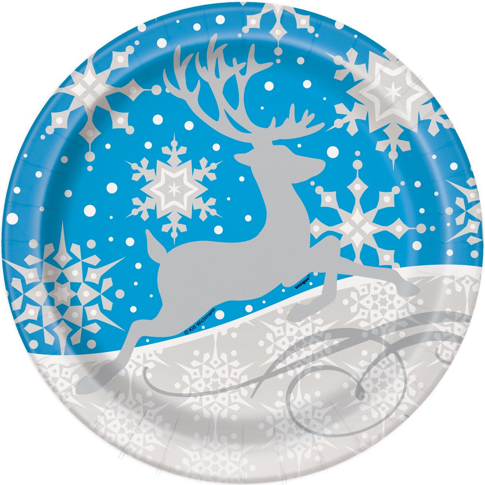 Silver Snowflake Christmas Paper Dinner Plates, 9in, 8ct
