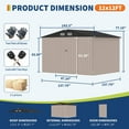 thumbnail image 2 of COZONY 12x12FT Lean‑To Storage Shed, Heavy‑Duty Galvanized Steel Outdoor Metal Shed with Lockable Door & Air Vents,Brown, 2 of 7