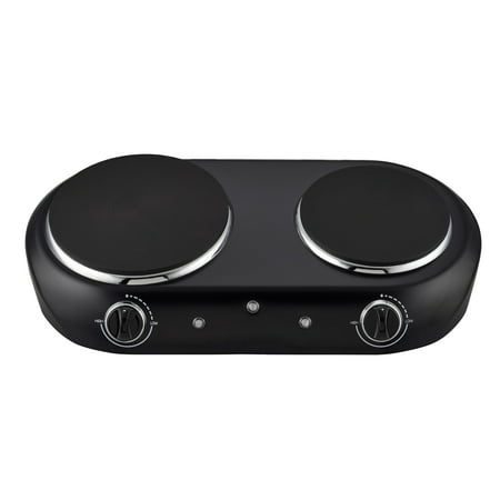 Mainstays Double Burner, 1800 W, Black Electric Cooktop, 1 Each, Assembled Product