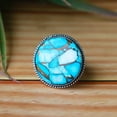 thumbnail image 3 of Ice Blue Mohave Turquoise Ring, 925 Silver Ring, Round Cut Gemstone, Healing Ring, Statement Ring, Gothic Ring, Vintage Ring, Gift For Her, 3 of 6