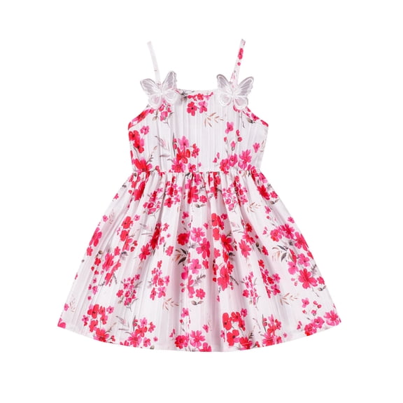 MEZZALL Toddler Girls Sleeveless Floral Prints Spaghetti Straps Dress Dance Party Dresses Cozy Sundress