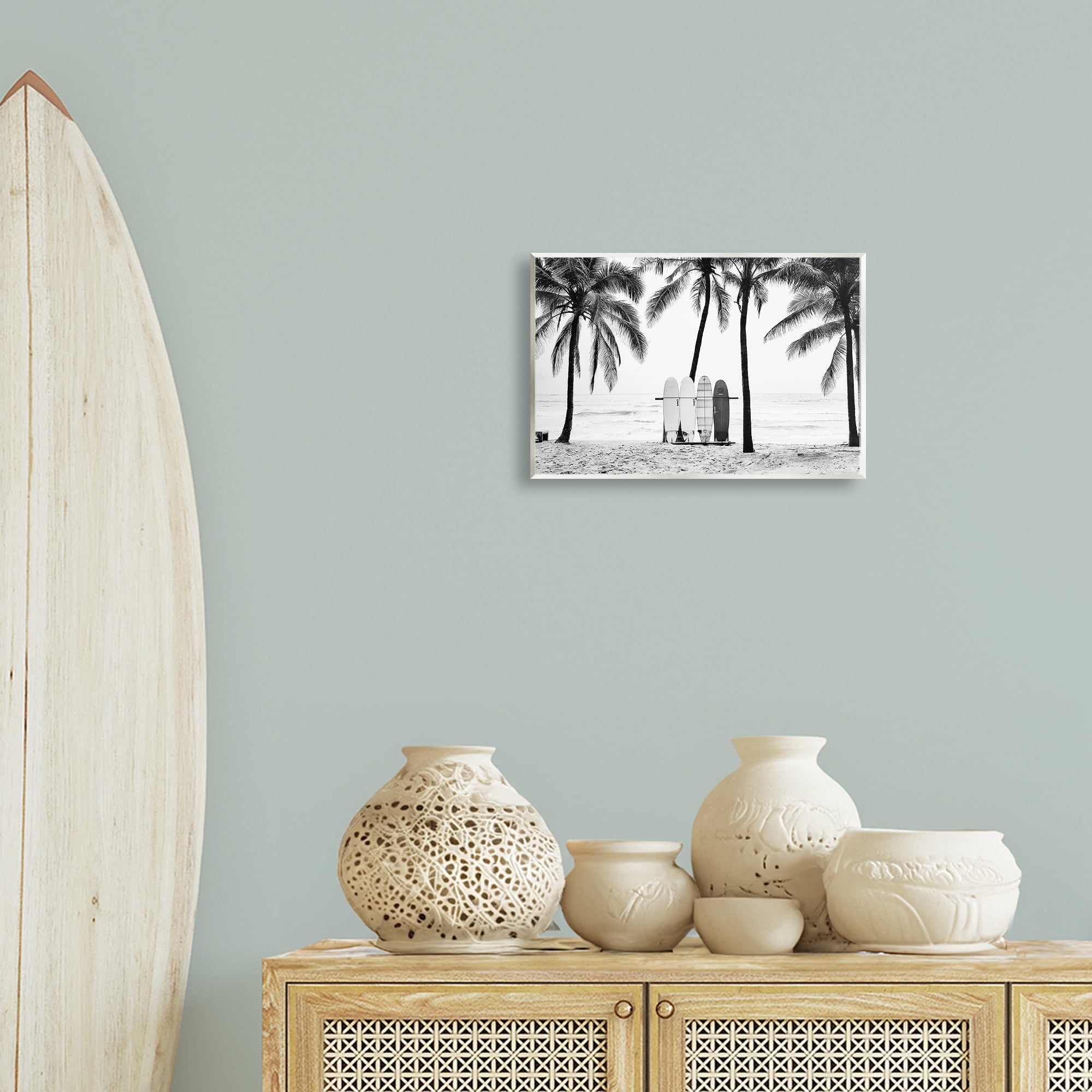 Stupell Industries Centered Surf Boards View Nautical & Beach Photography Unframed Art Print Wall Art, 15 x 10