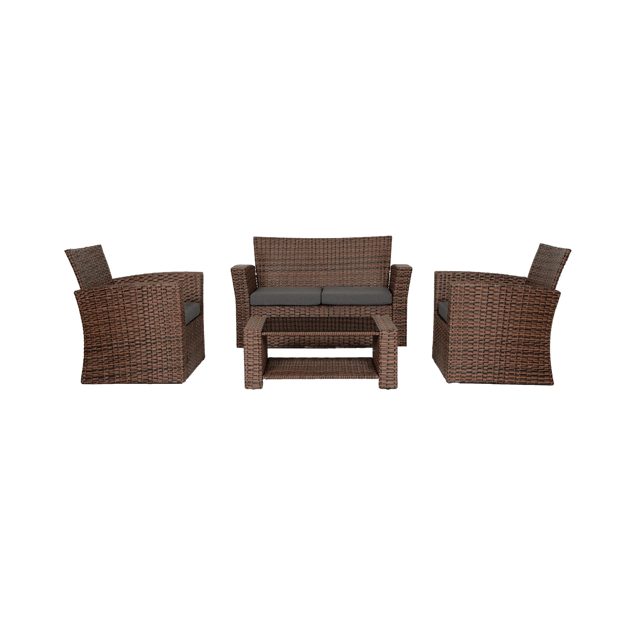 Grandview Outdoor 4-piece Brown Patio Conversation Set with Cushions Grey