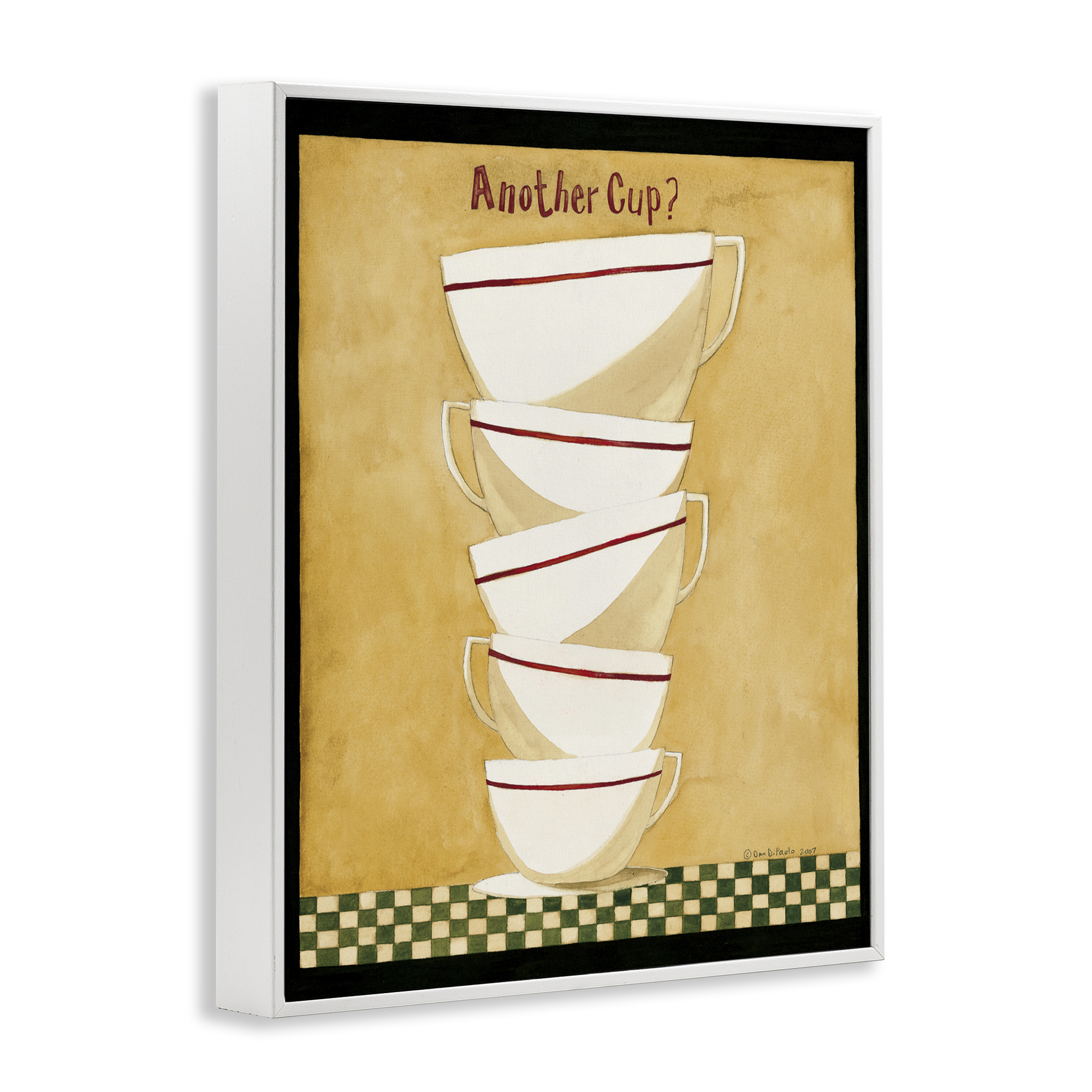 Stupell Industries Stacked Mug Collection Food & Beverage Painting White Framed Art Print Wall Art, 16 x 20