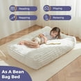 thumbnail image 5 of Kids Bean Bag Chair Bed, Convertible Bean Bag Bed for Girls & Boys, Baby Bean Bag Chair Lounger to Floor Mattress, Faux Fur Children Sofa Couch with Filler, Washable Cover, Beige, 5 of 10
