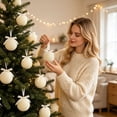 thumbnail image 4 of 15 PCS Velvet Christmas Ornaments Set, Shatterproof Flocked Ball Ornaments with Bow Hanging Ribbon, Gift-Boxed Christmas Tree Decor for Holiday Home Decoration, 3.15", 4 of 8