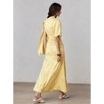 thumbnail image 3 of Yellow Jacquard Asymmetric One-Shoulder Fitted Mid-Length Dress, 3 of 6