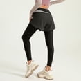 thumbnail image 6 of Huowey Yoga Pants Women Leggings Slim Fit High Waist Solid Color Fitness Joggings With Wide Leg Shorts Casual Breathable Running Sport Lightweight Cozy Trousers,Black,L, 6 of 6