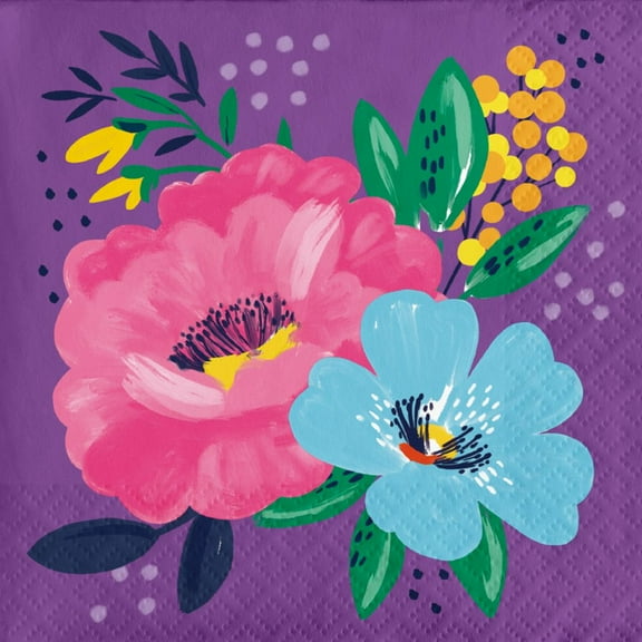 Fresh Florals Paper Beverage Napkins 16 Per Pack