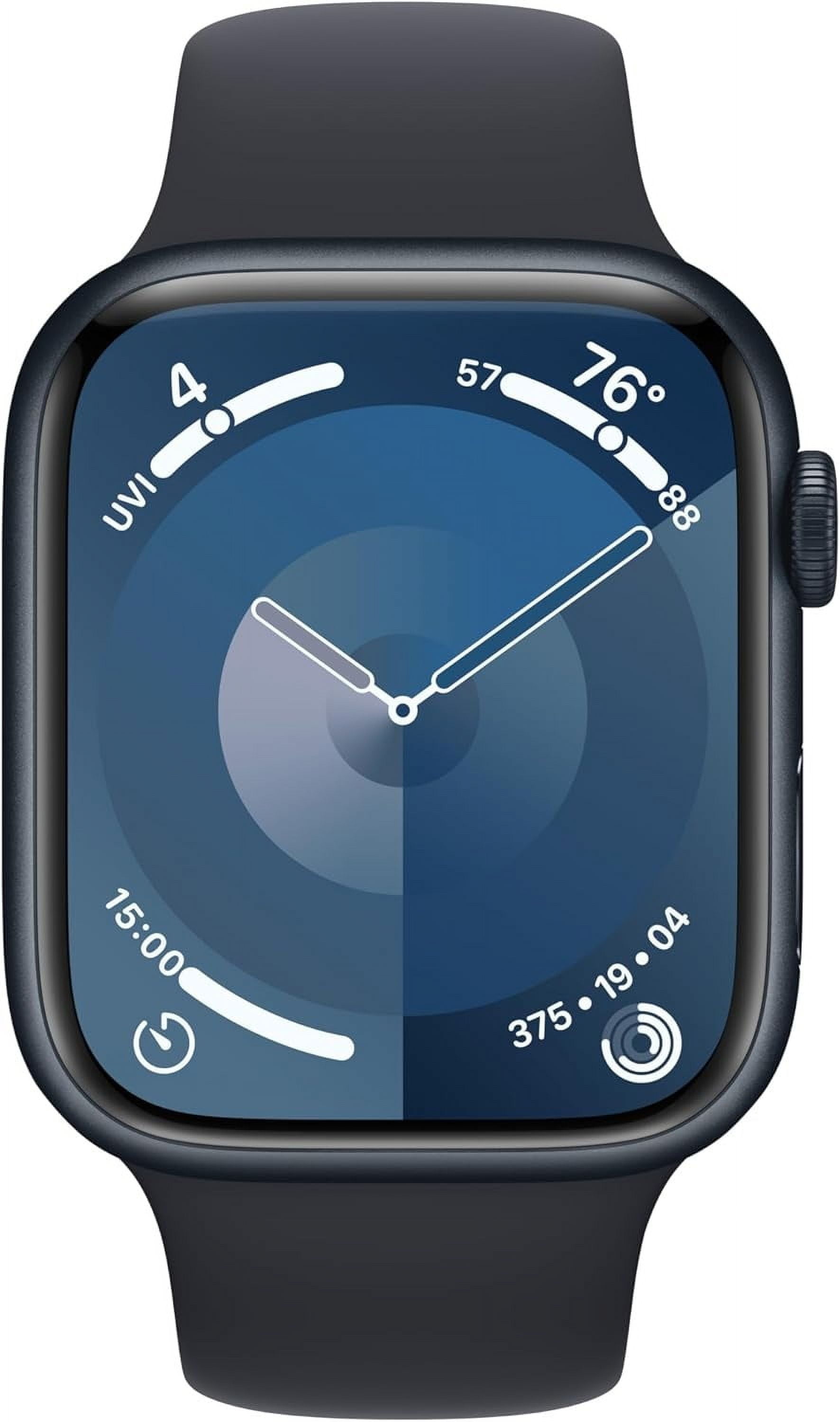 Apple Watch Series 9 [GPS 45mm] Smartwatch with Midnight Aluminum Case and Midnight Sport Band - S/M. Fitness Tracker, ECG Apps, Always-On Retina Display, Water Resistant