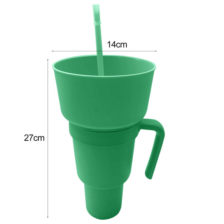 2 in 1 Snack Drink Cup Travel Cup with Snack Bowl on Top Snack And Drink Cup  with Straw for Movies Home Use Snack Tumbler for Adults Kids 