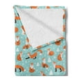 thumbnail image 2 of Fox Soft Flannel Fleece Throw Blanket, Winter Themed Repetitive Pattern of Wild Animal Pine Trees, Cozy Plush for Indoor and Outdoor Use, 50" x 60", Seafoam Pale Vermilion, by Ambesonne, 2 of 5