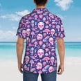 thumbnail image 4 of Sikiie mushroom rainbow color Skull Print Men's Hawaiian Shirt, Summer Beach Button Pocket Short Sleeve T-Shirt,Medium, 4 of 7