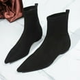 thumbnail image 2 of Pointed Toe Ankle Boots for Women Suede Height Increase Insoles Short Booties Elastic Pull on Gogo Boots, 2 of 5