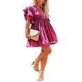 thumbnail image 3 of Femmes Nager Couvrir Robe Profonde V-Cou Volant Réglable Taille Maillots de Bain Couvertures Lâches Robe, 3 of 6