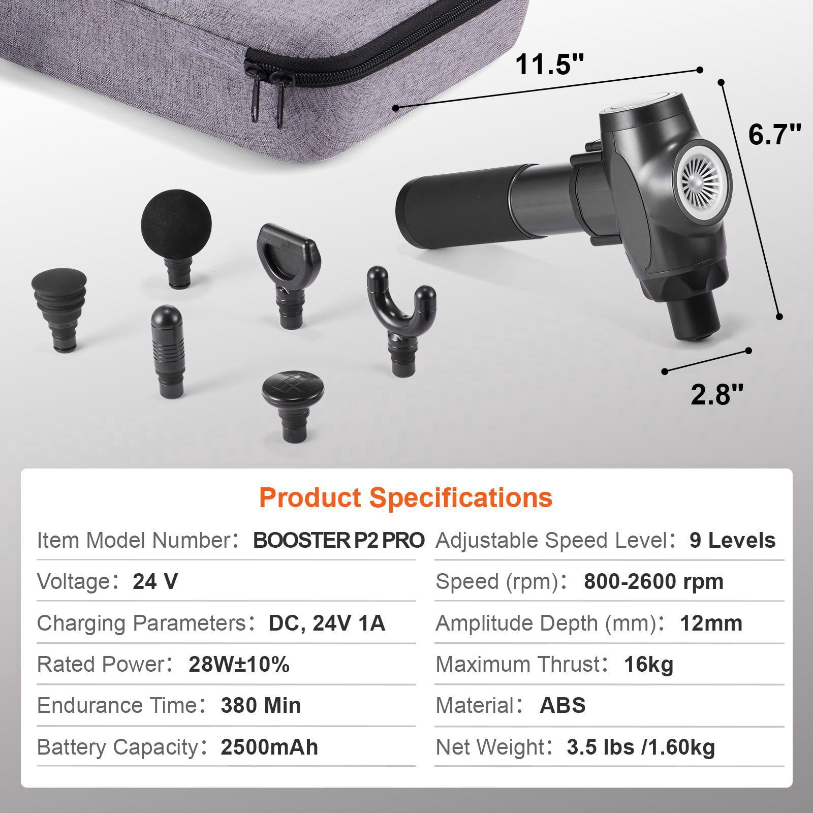 Deep Tissue Massage Gun with 9 Speeds 6 Heads 24V 2500mAh Battery Percussion Muscle Massager for Athletes Pain Relief Muscle Relaxation