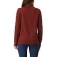thumbnail image 3 of Suéter casual de manga larga de cuello alto INSPIRE CHIC para mujer, suéter grueso y cálido, talla XL, color rojo vino, 3 of 5