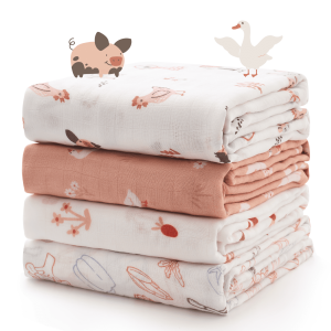 Muslin Swaddle Blankets, 4 Pack, 47x47 Inch