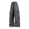 thumbnail image 5 of vigerkar Women's Plus Size Cargo Pants Drawstring Waist Ruched Baggy Parachute Pants Streetwear Joggers with Pockets (Grey, XXL), 5 of 5