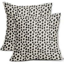 Polka Dot Pillow Covers 18x18 Set of 2 Black Cream Throw Pillows Boho Design Brush Strokes Decorative Outdoor Square Cushion Cover Linen Pillow Case for Home Sofa Couch Bed