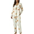 thumbnail image 2 of BILIKEYU Women's Casual Lapel Button Print Two Piece Long Sleeve Pajamas, Button Up Pajamas for Women, Two Piece Sets for Women Fall, Womens Loungewear Set, 2 of 4
