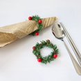 thumbnail image 3 of Set of 6 Napkin Rings Christmas Red Berry Wreath Napkin Loops - Table Decoration for Home, Hotel,, 3 of 5