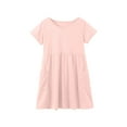 thumbnail image 4 of MEZZALL Kids Fashion Solid Color Dresses Round Neck Short Sleeve Casual Comfortable Pocket Dress Comfort Toddler Wear, 4 of 8