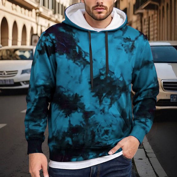 CONZONE Men's Hoodies Long Sleeve Pullover Hoodie for Men Graphic Y2K Hooded Sweatshirts With Pocket